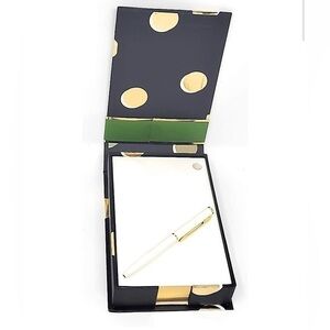 Kate Spade New York Small Loose Note Holder with Black Ink Pen, Scatter Dot